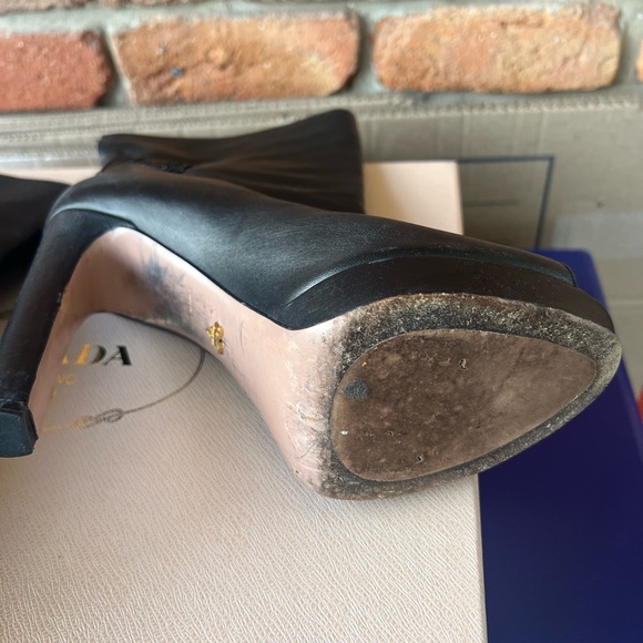 - Prada peep toe platform high heeled ankle booties size 10 - Picture 10 of 11